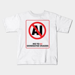 no to ai generated images Kids T-Shirt